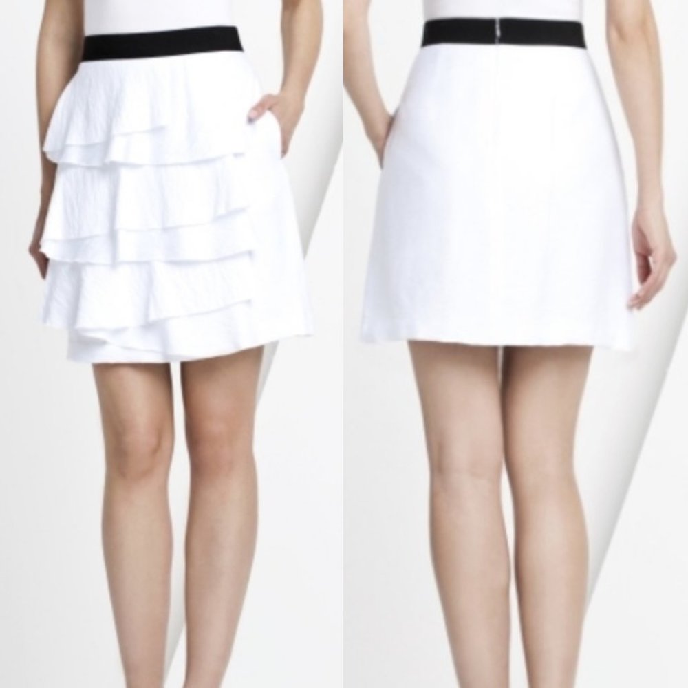 BCBG White Ruffle Front Skirt Size 0